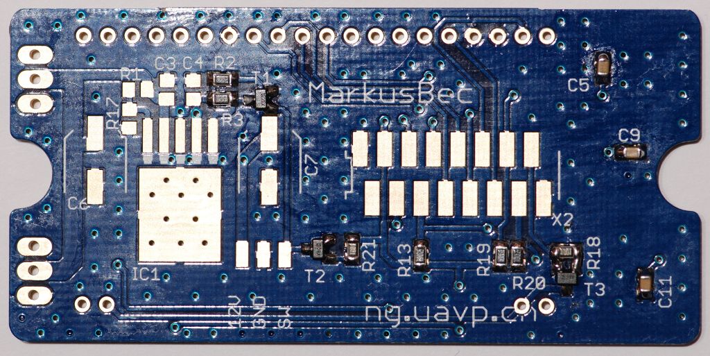 display board bottomside with smds soldered