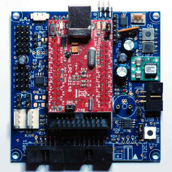 Complete UAVP-NG Flight-Controller board with ARM7 plugged in